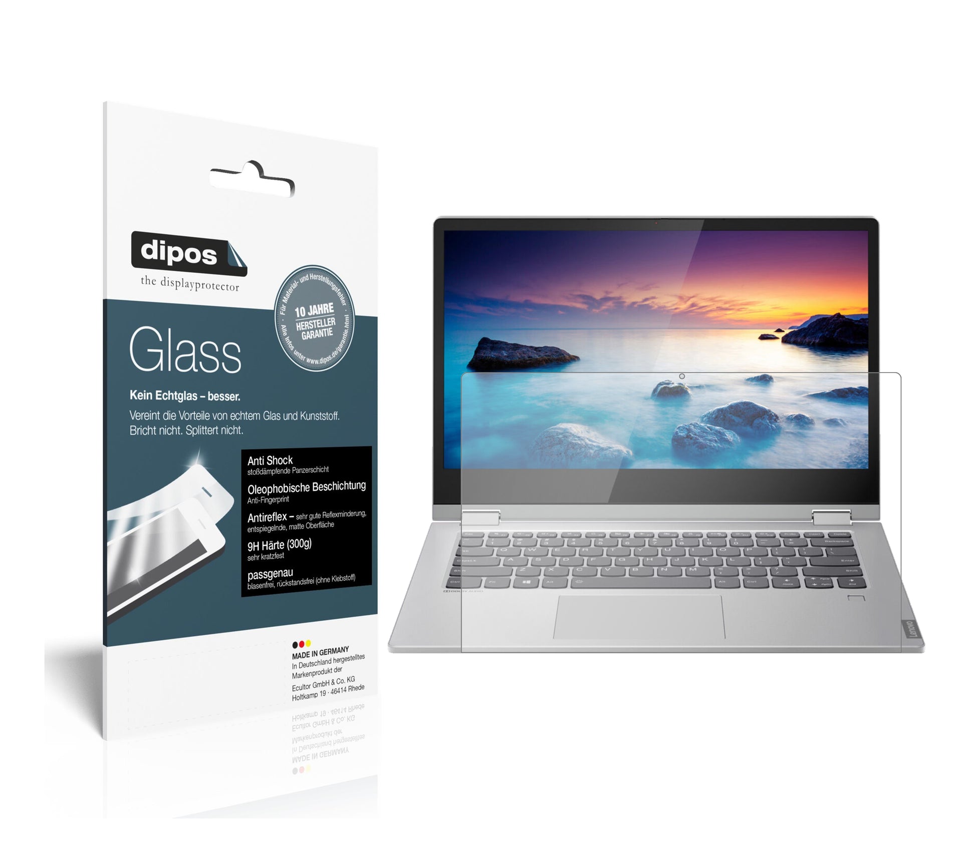 Matte Displayschutzfolie von dipos passend für Lenovo IdeaPad C340-14, 9H kratzfest und blasenfrei montiert