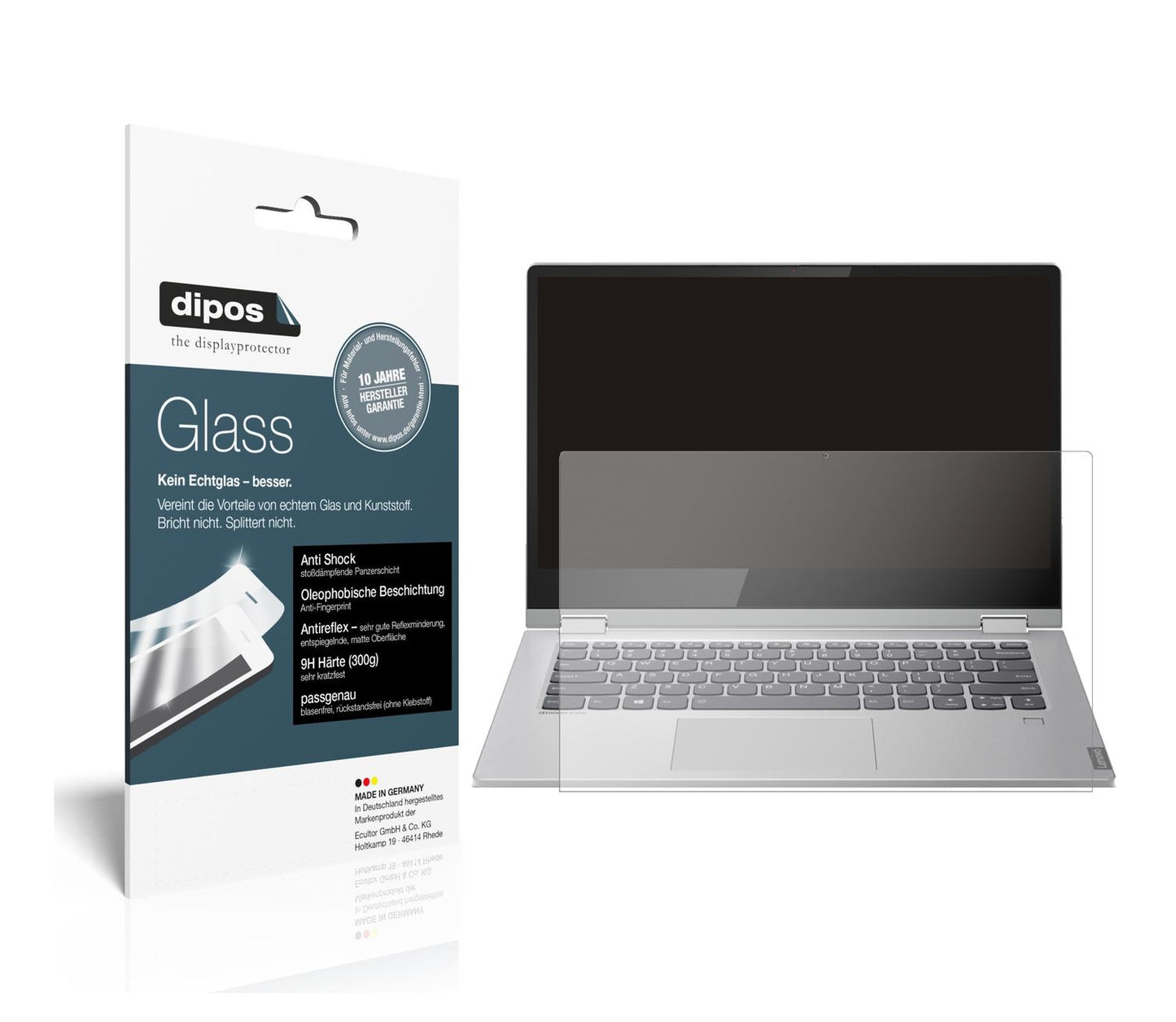 Matte Displayschutzfolie von dipos passend für Lenovo Ideapad C340 14 Zoll, 9H kratzfest und blasenfrei montiert
