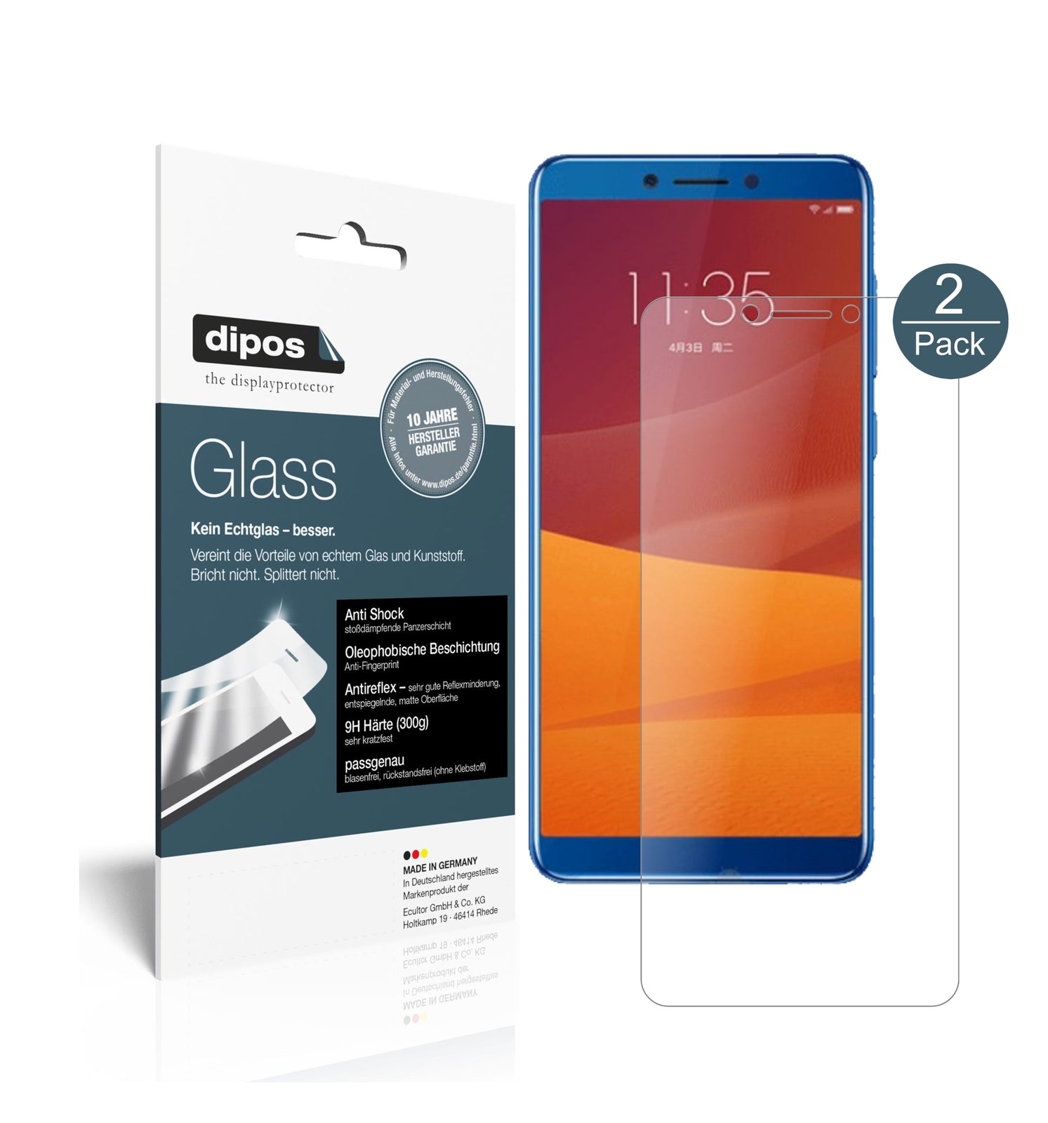 Matte Displayschutzfolie von dipos passend für Lenovo K5 (2018), 9H kratzfest und blasenfrei montiert