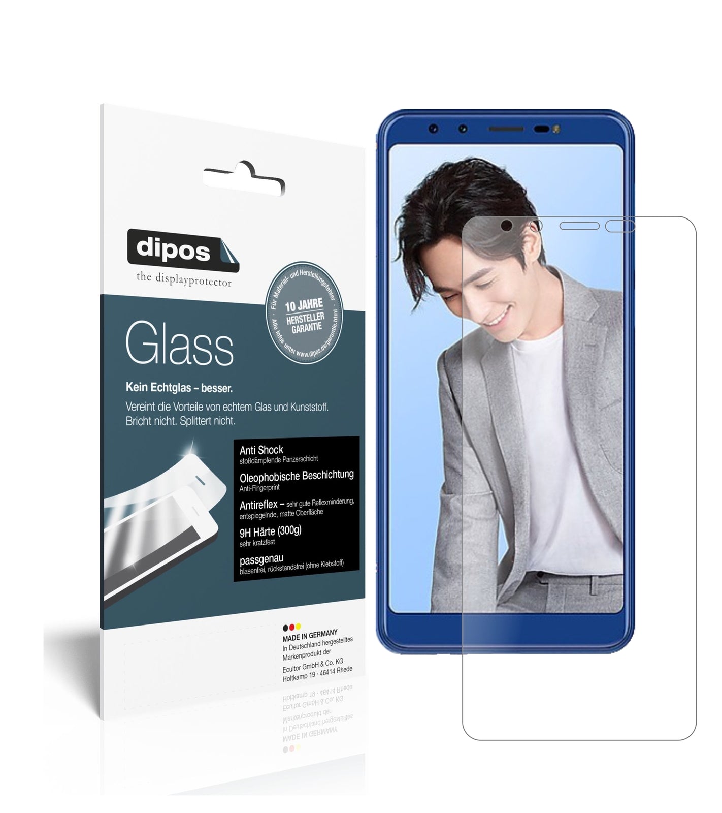 Matte Displayschutzfolie von dipos passend für Lenovo K5s, 9H kratzfest und blasenfrei montiert