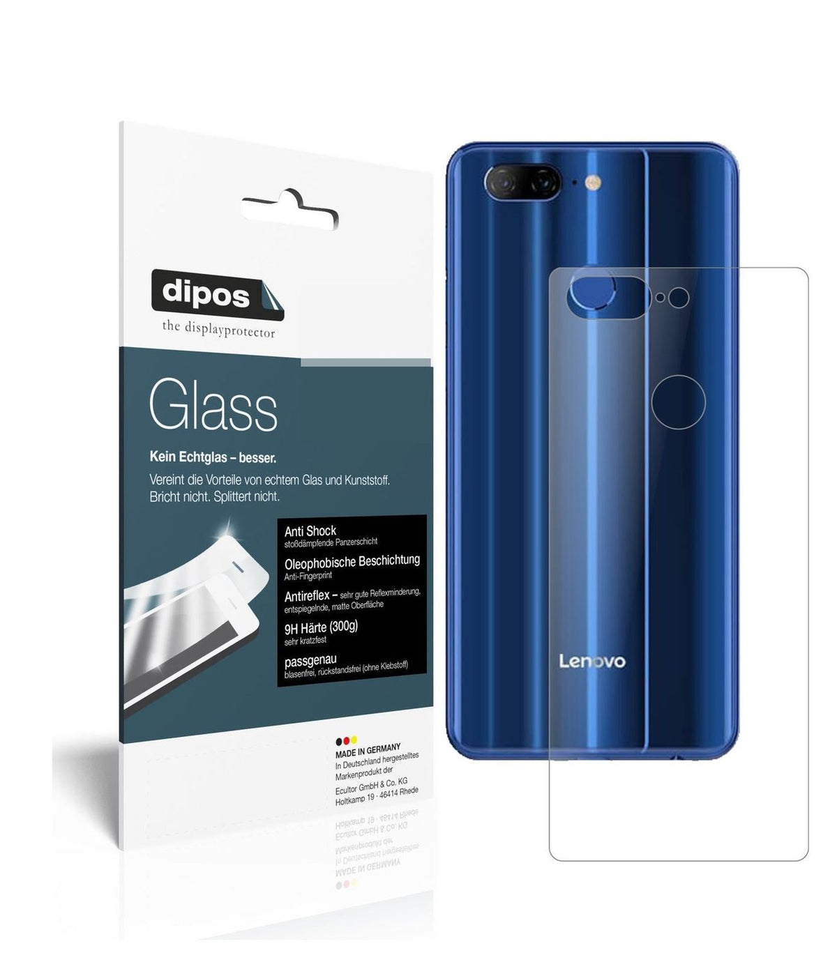 Matte Displayschutzfolie von dipos passend für Lenovo K9 Rückseite, 9H kratzfest und blasenfrei montiert
