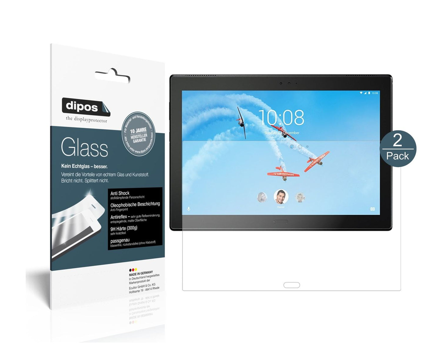 Matte Displayschutzfolie von dipos passend für Lenovo Tab 4 TB-X704L, 9H kratzfest und blasenfrei montiert