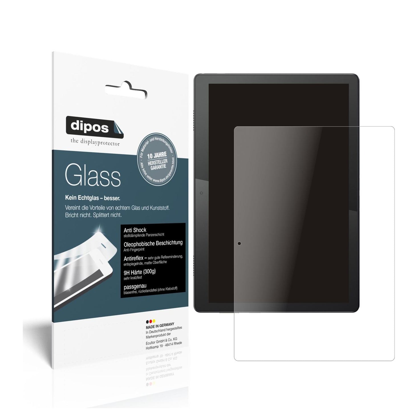 Matte Displayschutzfolie von dipos passend für Lenovo Tab M10, 9H kratzfest und blasenfrei montiert