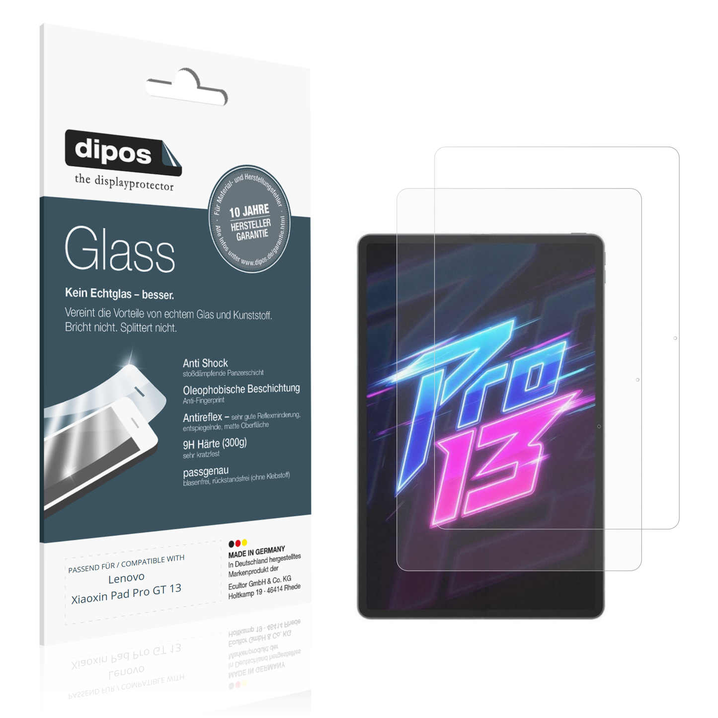 Matte Displayschutzfolie von dipos passend für Lenovo Xiaoxin Pad Pro GT 13, 9H kratzfest und blasenfrei montiert