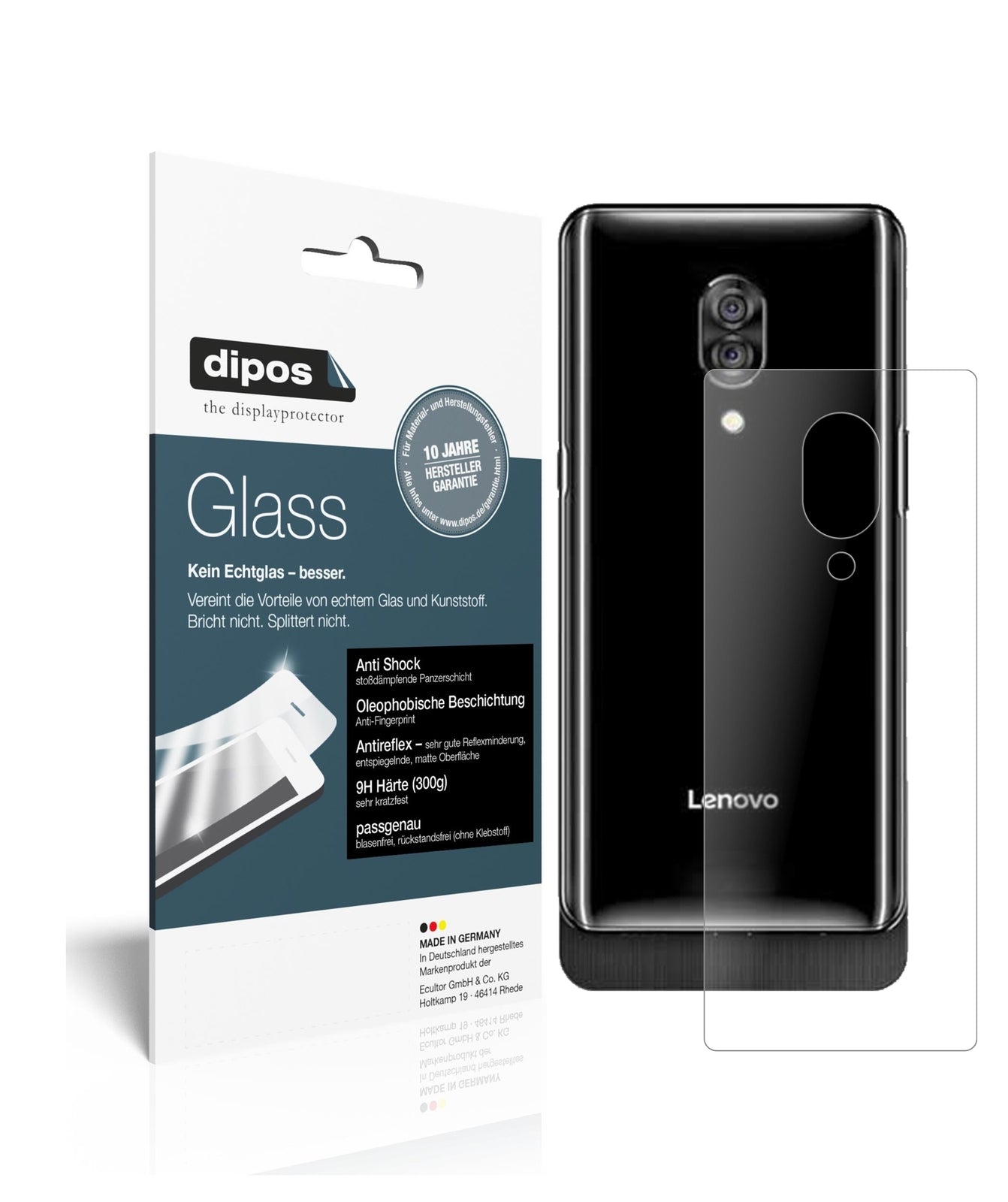 Matte Displayschutzfolie von dipos passend für Lenovo Z5 Pro GT Rückseite, 9H kratzfest und blasenfrei montiert