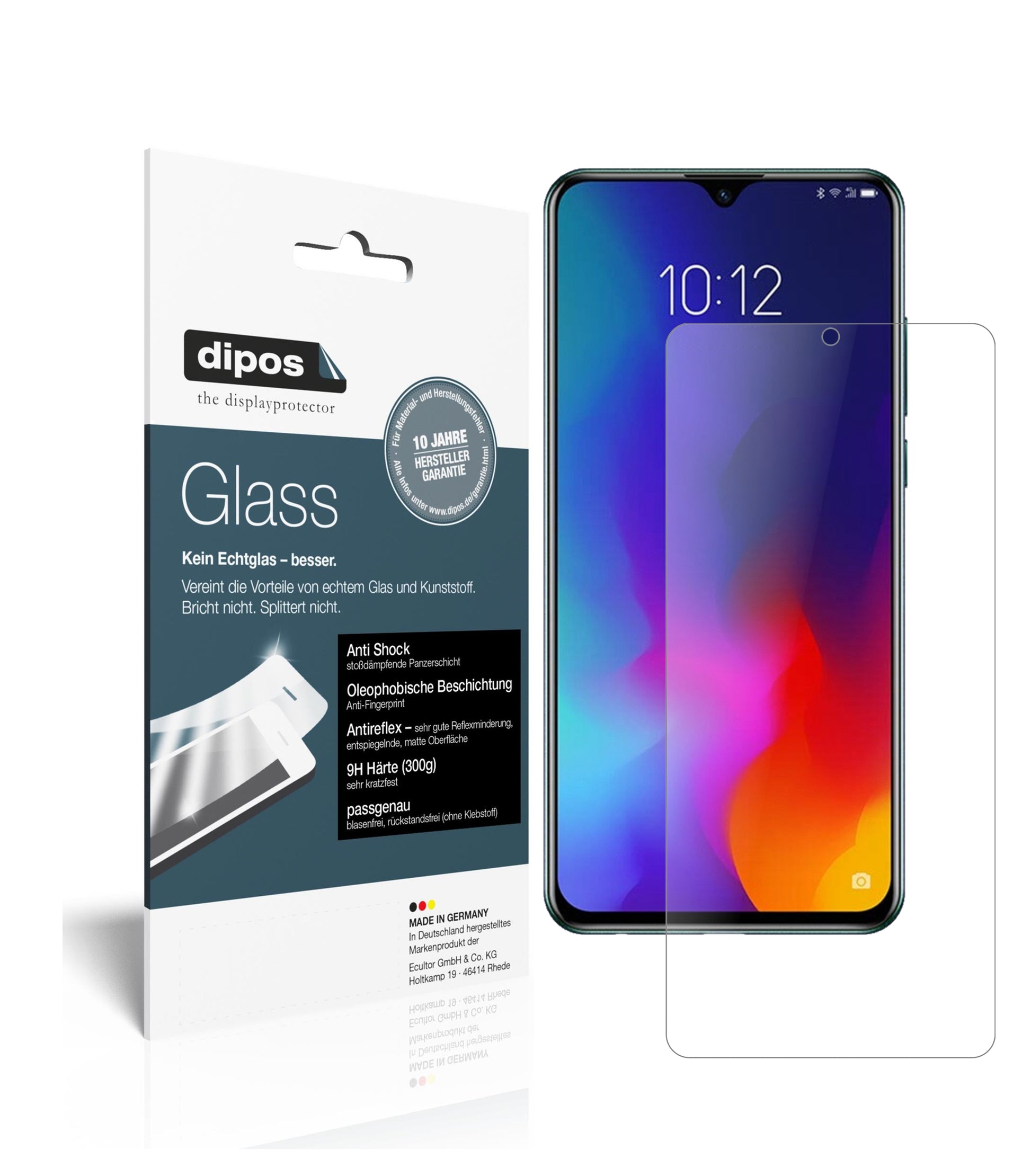 Matte Displayschutzfolie von dipos passend für Lenovo Z6 Lite, 9H kratzfest und blasenfrei montiert