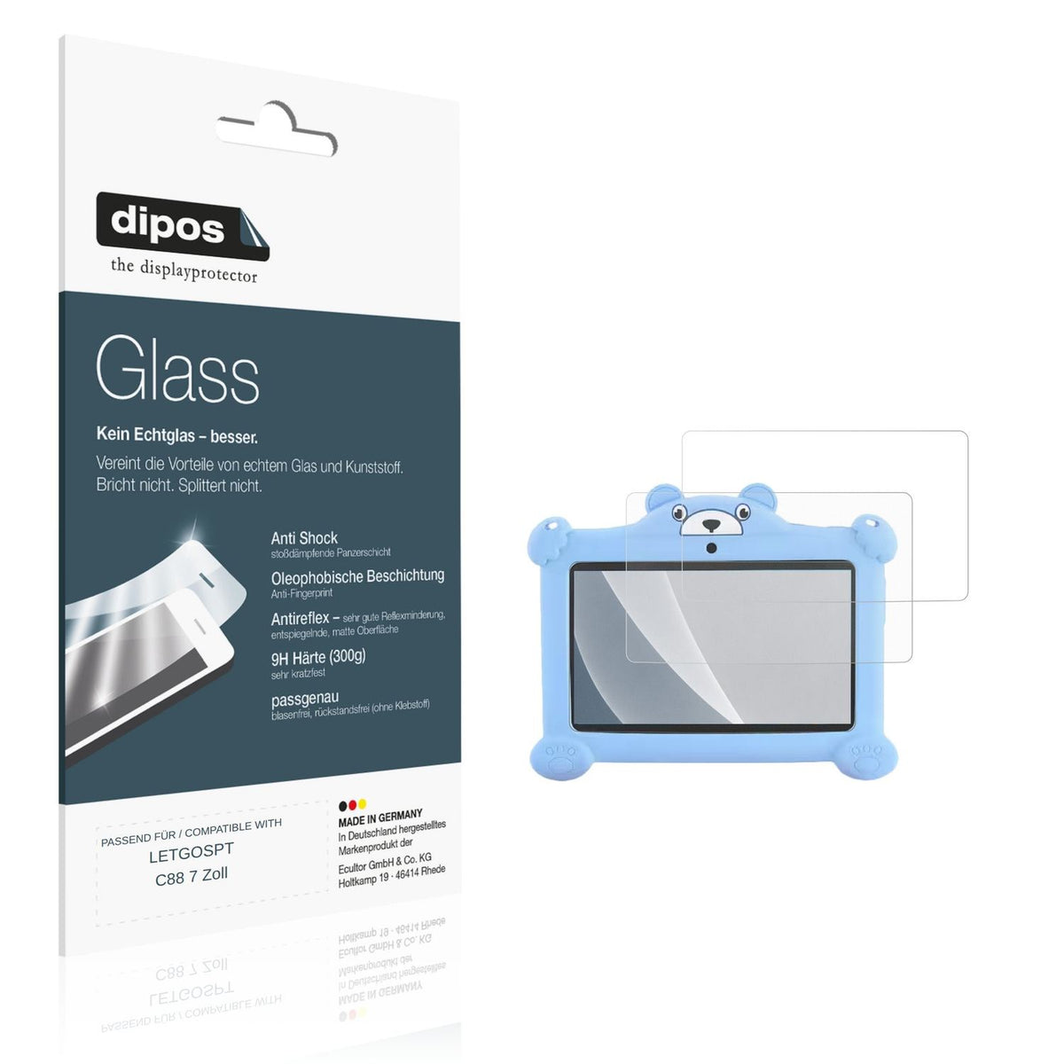 Matte Displayschutzfolie von dipos passend für LETGOSPT C88 7 Zoll, 9H kratzfest und blasenfrei montiert
