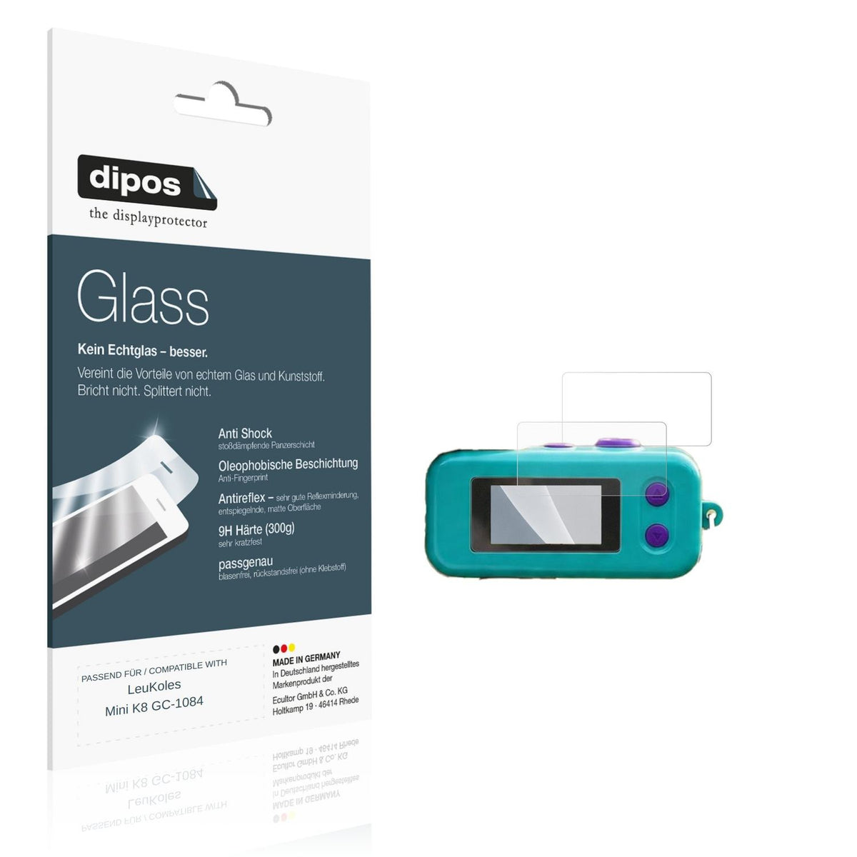 Matte Displayschutzfolie von dipos passend für LeuKoles Mini K8 GC-1084, 9H kratzfest und blasenfrei montiert
