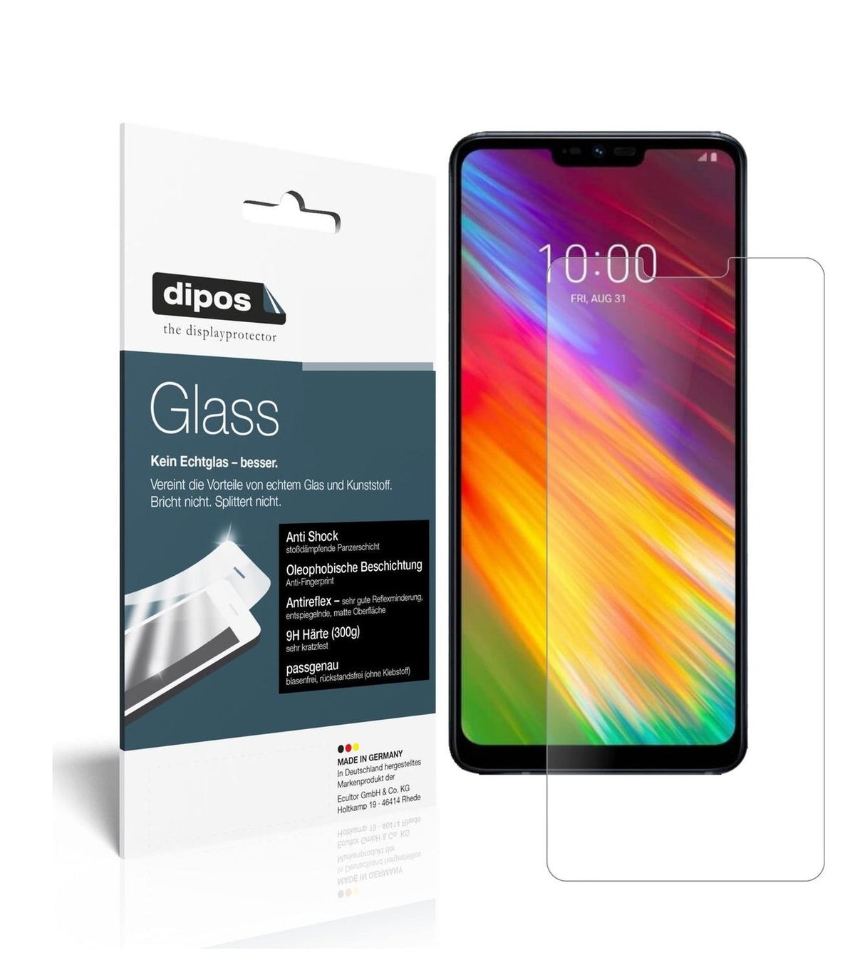 Matte Displayschutzfolie von dipos passend für LG G7 Fit, 9H kratzfest und blasenfrei montiert