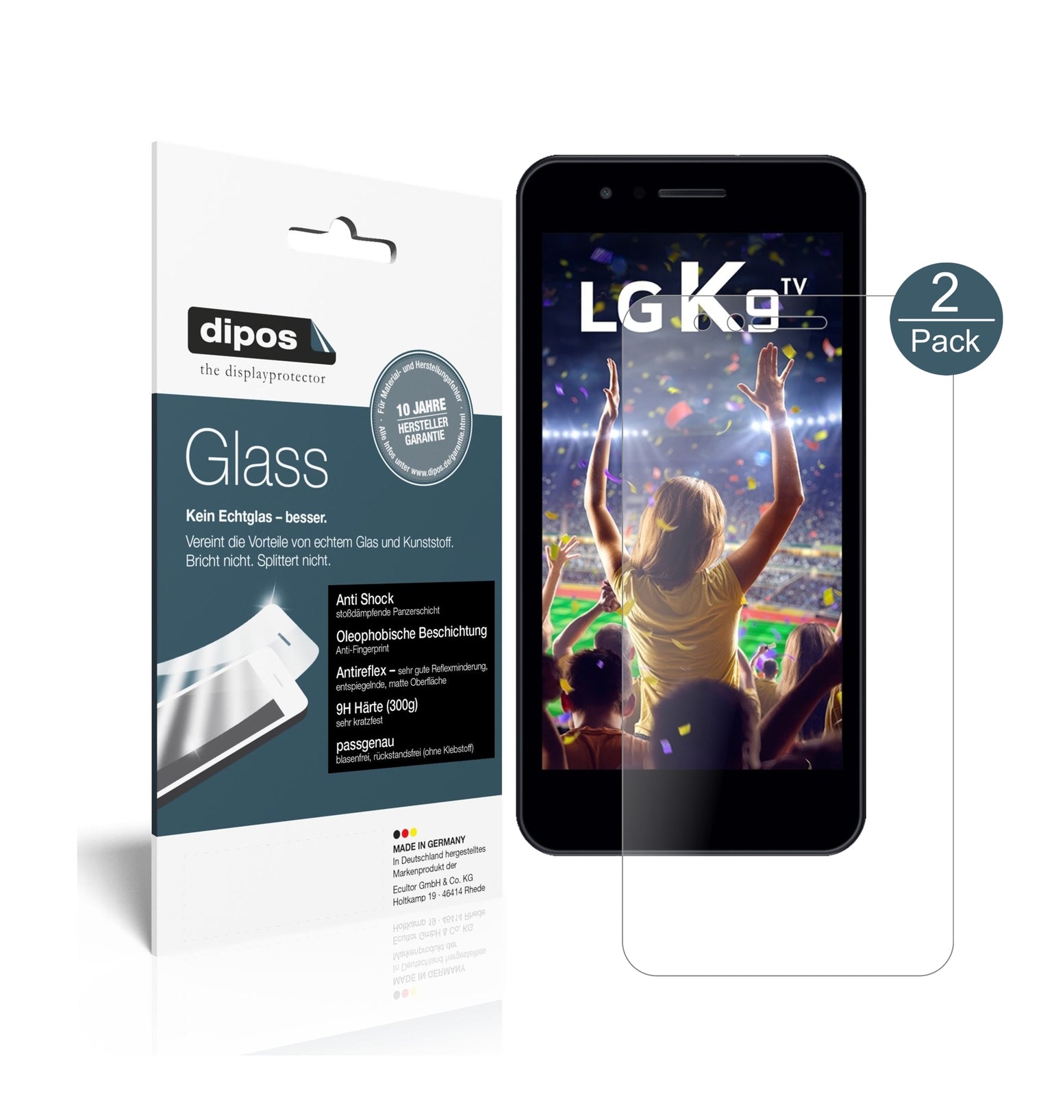 Matte Displayschutzfolie von dipos passend für LG K9, 9H kratzfest und blasenfrei montiert