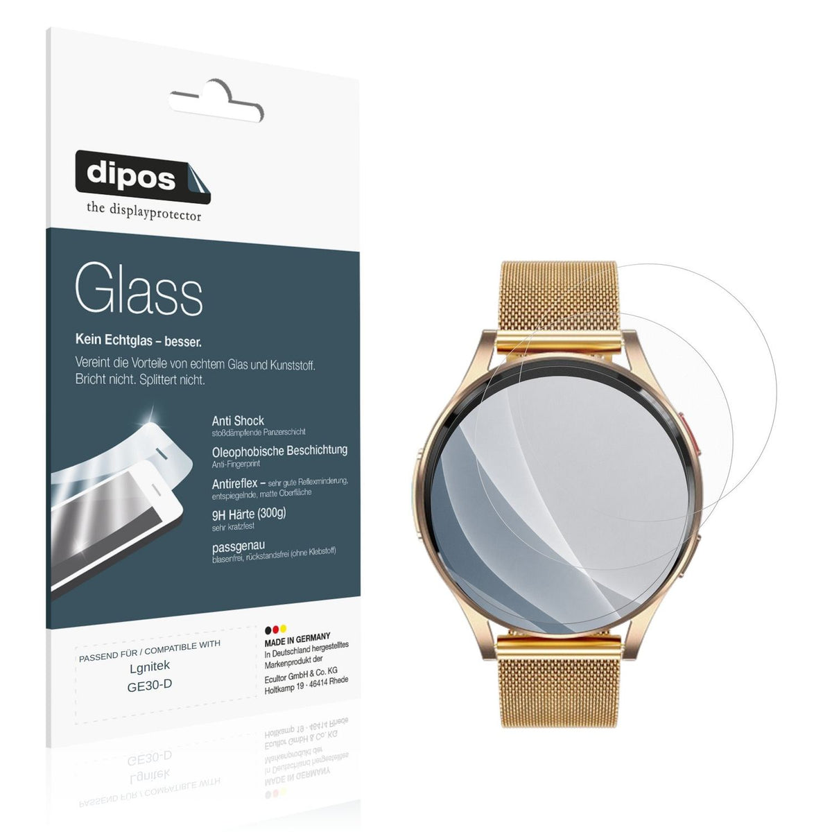 Matte Displayschutzfolie von dipos passend für Lgnitek GE30-D, 9H kratzfest und blasenfrei montiert