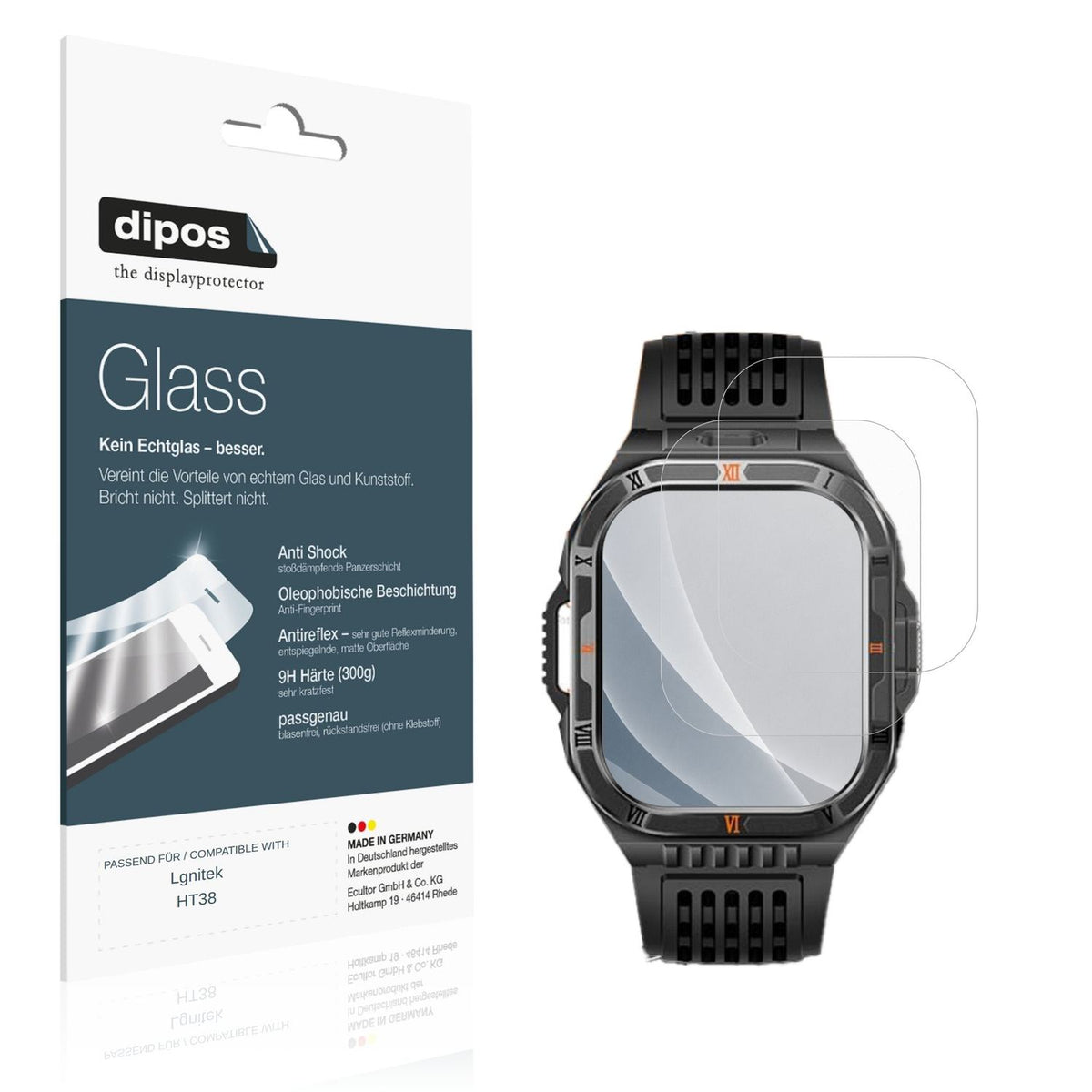 Matte Displayschutzfolie von dipos passend für Lgnitek HT38, 9H kratzfest und blasenfrei montiert