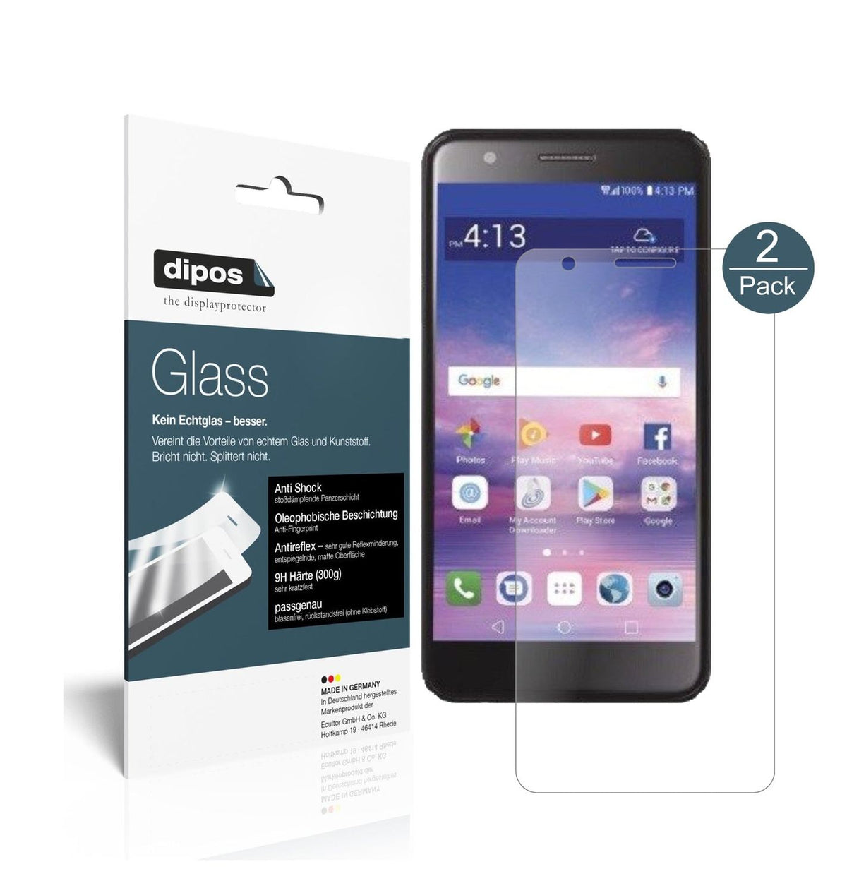 Matte Displayschutzfolie von dipos passend für LG Premier Pro L413DL, 9H kratzfest und blasenfrei montiert