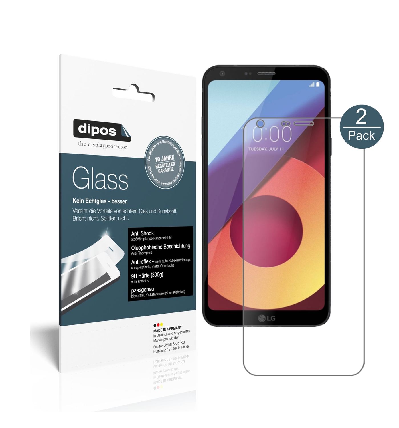 Matte Displayschutzfolie von dipos passend für LG Q6 Alpha, 9H kratzfest und blasenfrei montiert