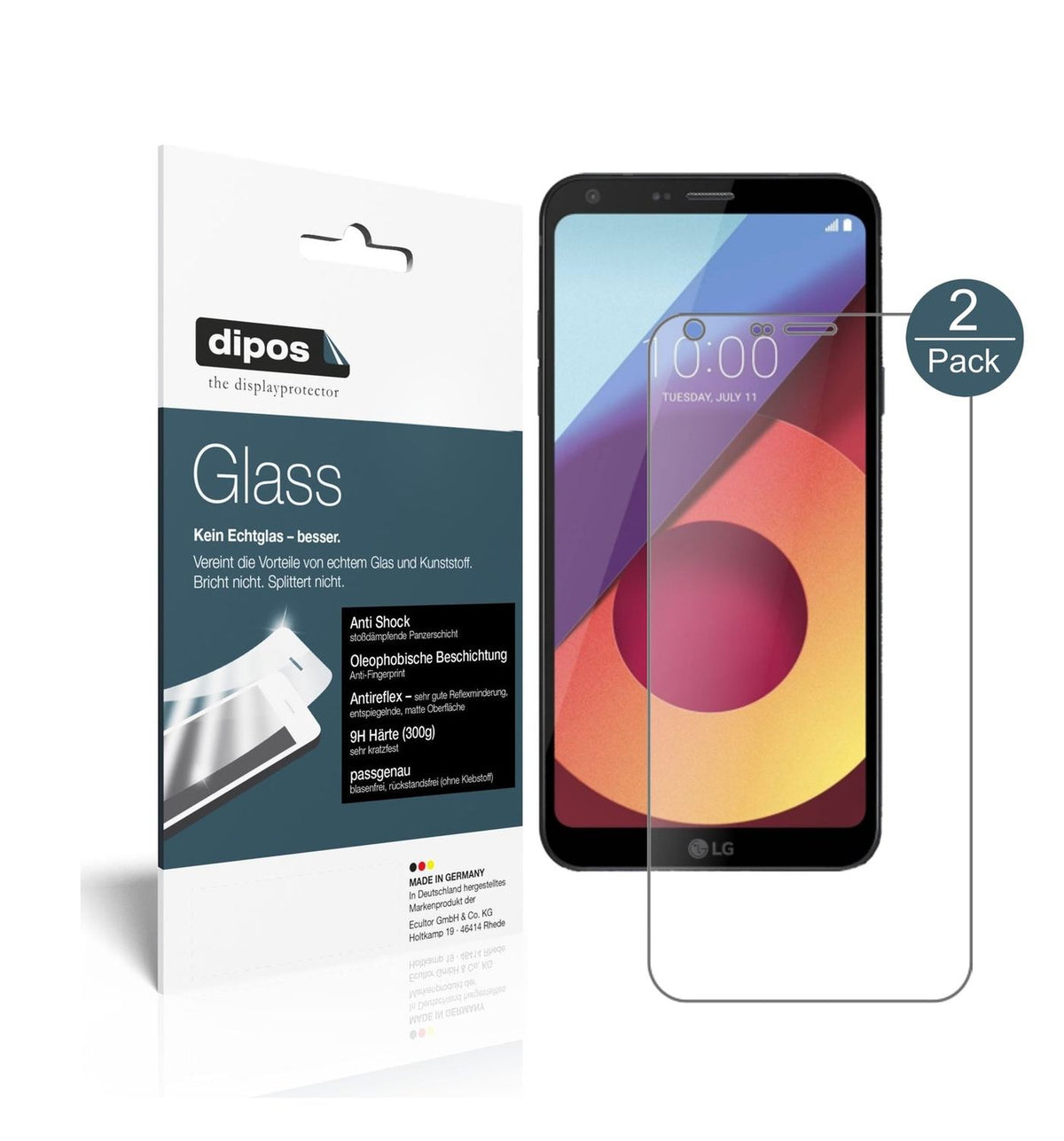 Matte Displayschutzfolie von dipos passend für LG Q6 Alpha, 9H kratzfest und blasenfrei montiert