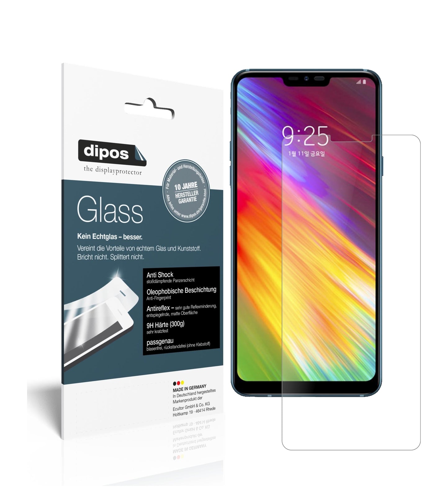 Matte Displayschutzfolie von dipos passend für LG Q9 One, 9H kratzfest und blasenfrei montiert