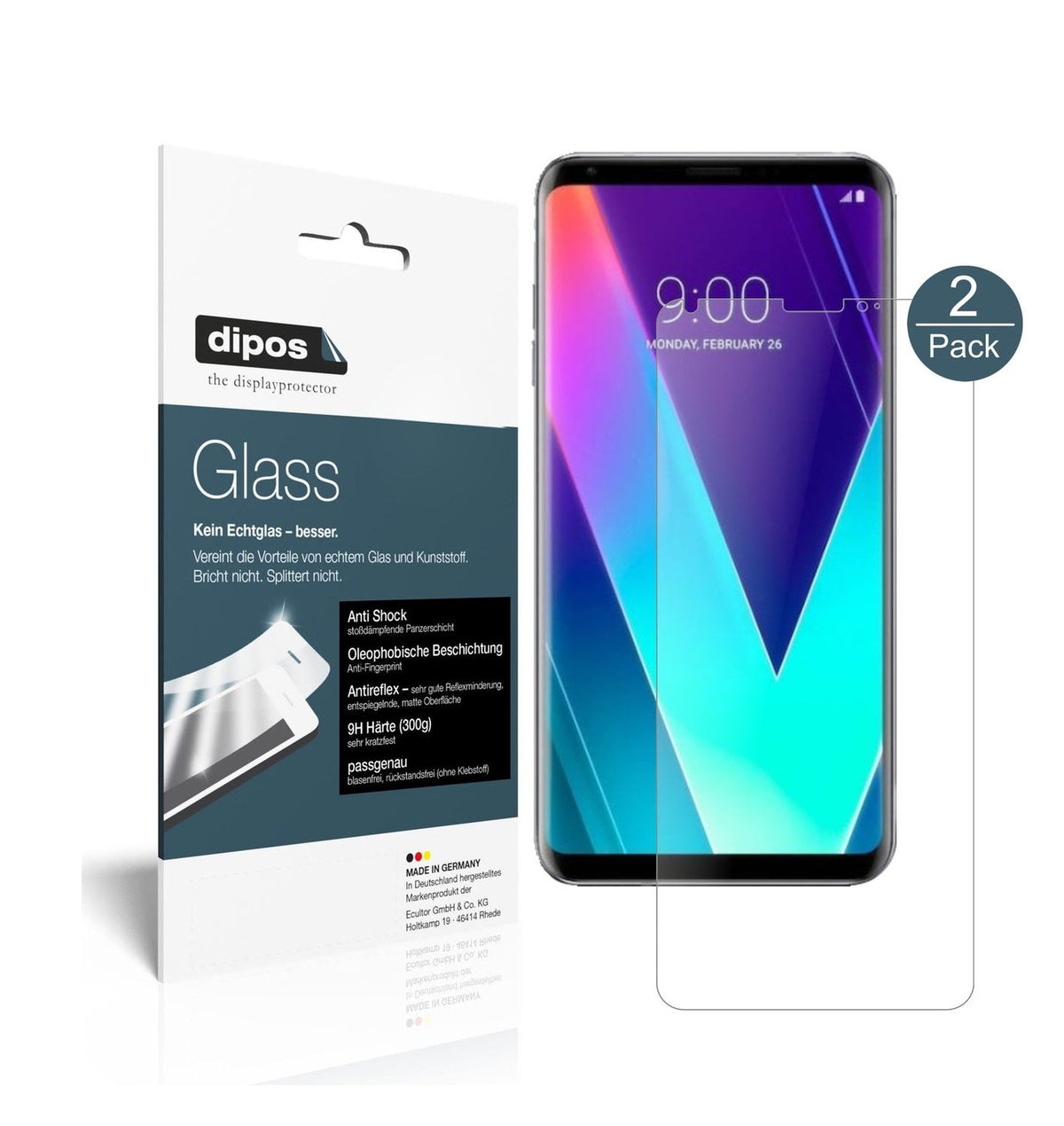 Matte Displayschutzfolie von dipos passend für LG V30S ThinQ, 9H kratzfest und blasenfrei montiert