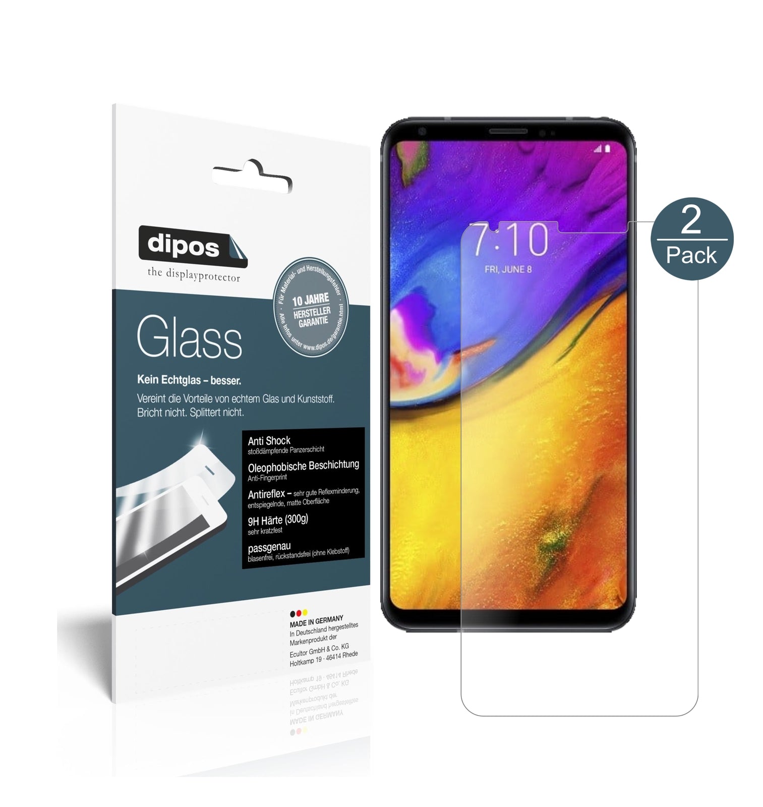 Matte Displayschutzfolie von dipos passend für LG V35 ThinQ, 9H kratzfest und blasenfrei montiert