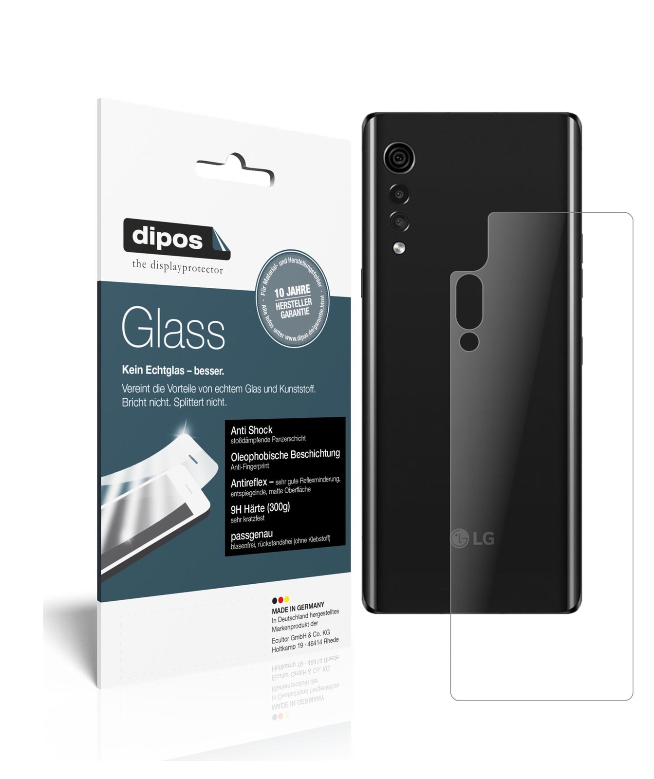 Matte Displayschutzfolie von dipos passend für LG Velvet 4G Rückseite, 9H kratzfest und blasenfrei montiert