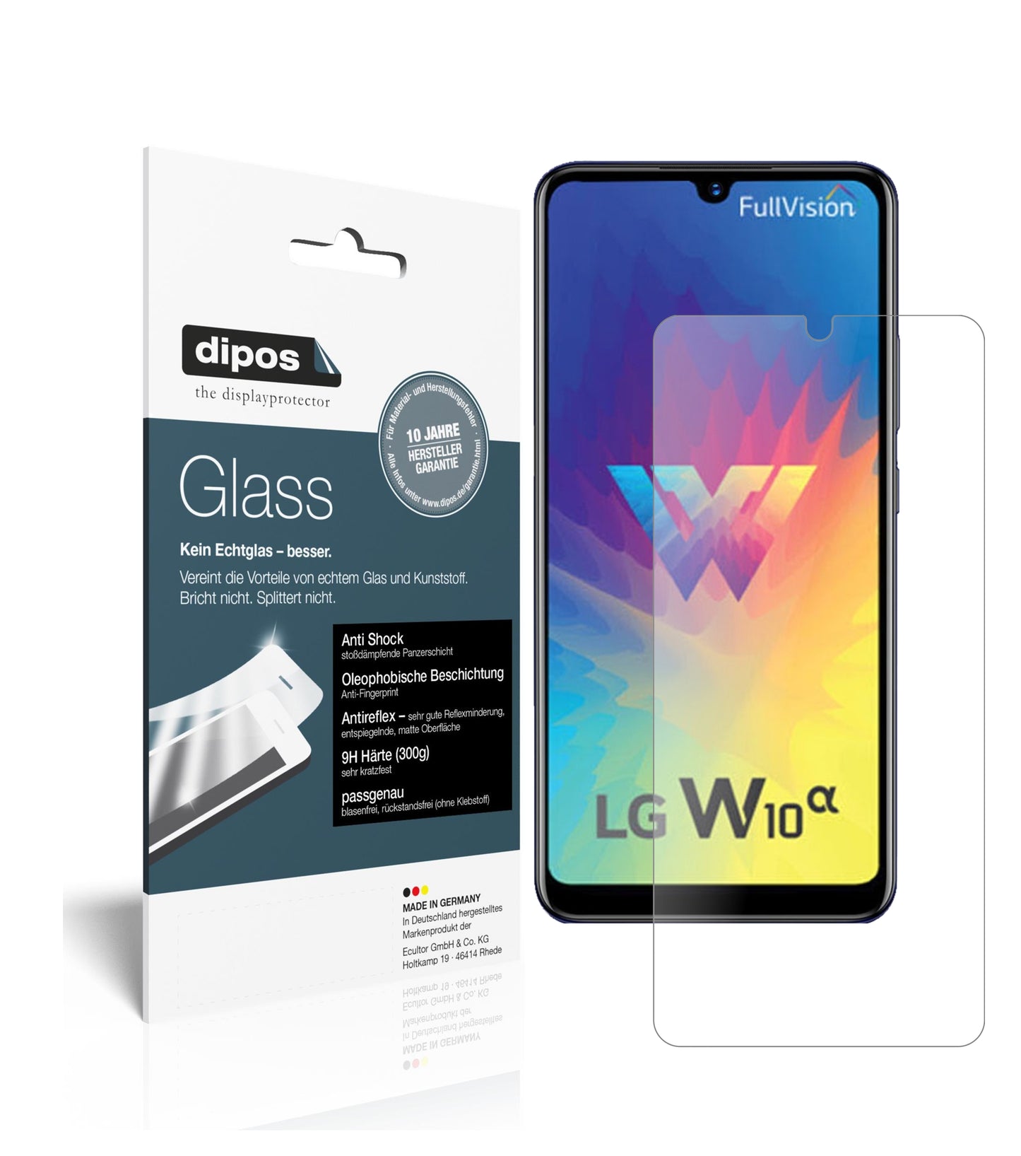 Matte Displayschutzfolie von dipos passend für LG W10 Alpha, 9H kratzfest und blasenfrei montiert