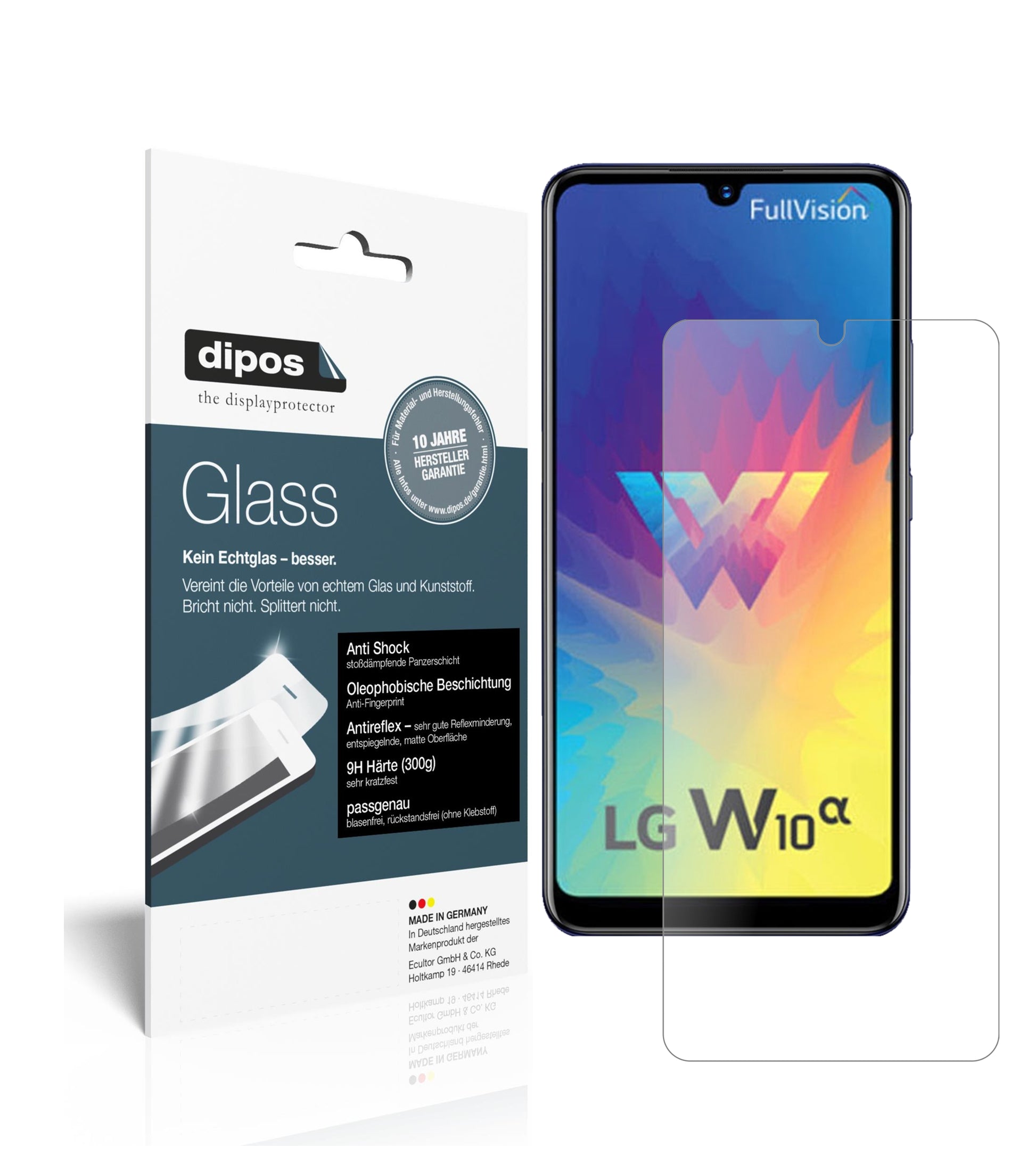 Matte Displayschutzfolie von dipos passend für LG W10 Alpha, 9H kratzfest und blasenfrei montiert