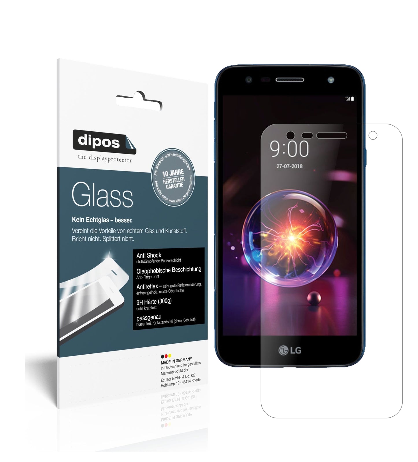 Matte Displayschutzfolie von dipos passend für LG X power 3, 9H kratzfest und blasenfrei montiert