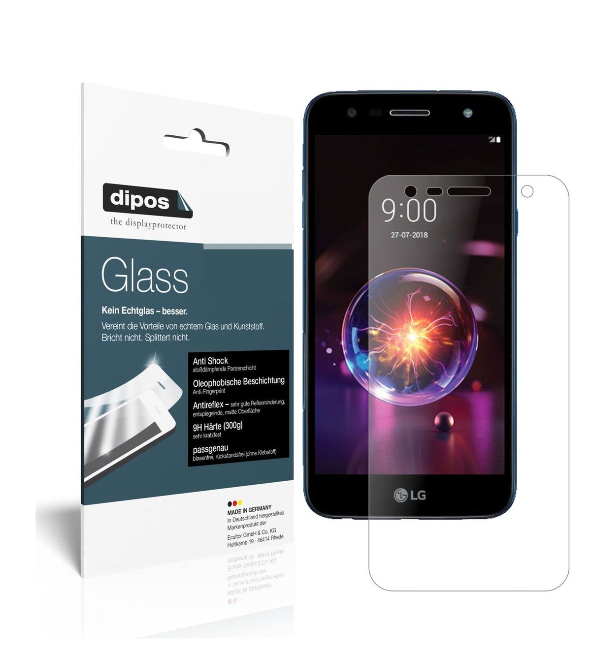 Matte Displayschutzfolie von dipos passend für LG X power 3, 9H kratzfest und blasenfrei montiert