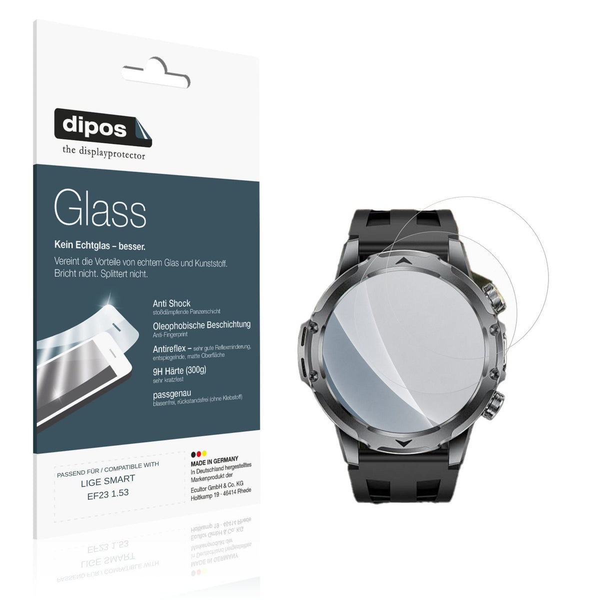 Matte Displayschutzfolie von dipos passend für LIGE SMART EF23 1.53, 9H kratzfest und blasenfrei montiert