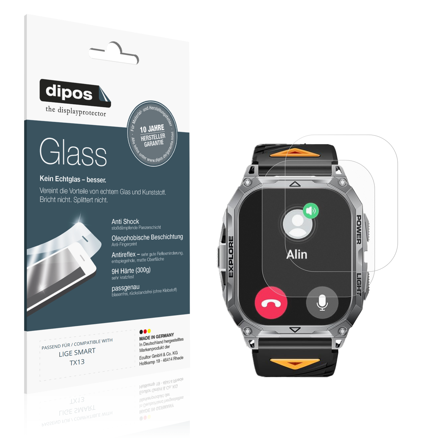 Matte Displayschutzfolie von dipos passend für LIGE SMART TX13, 9H kratzfest und blasenfrei montiert