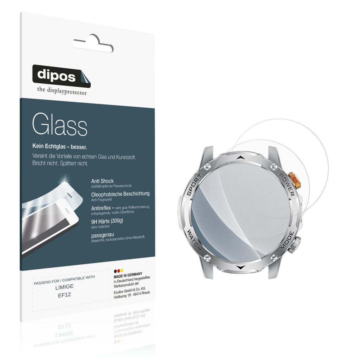Matte Displayschutzfolie von dipos passend für LIMIGE EF12, 9H kratzfest und blasenfrei montiert