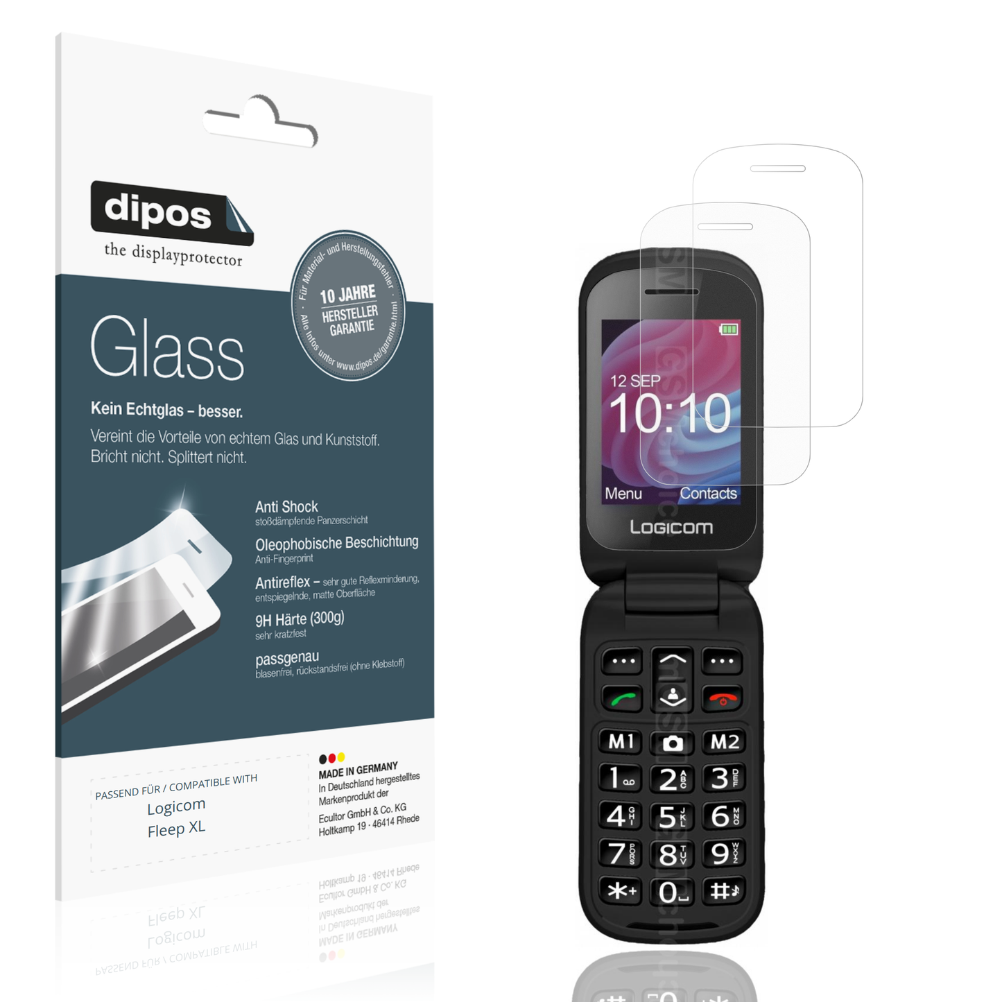 Matte Displayschutzfolie von dipos passend für Logicom Fleep XL, 9H kratzfest und blasenfrei montiert
