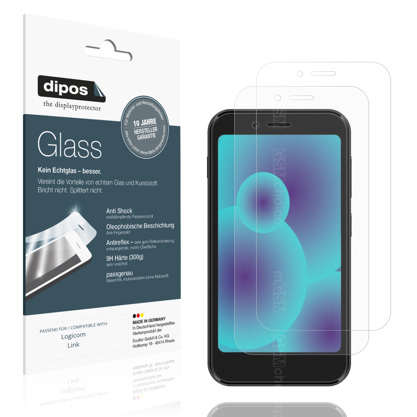 Matte Displayschutzfolie von dipos passend für Logicom Link, 9H kratzfest und blasenfrei montiert