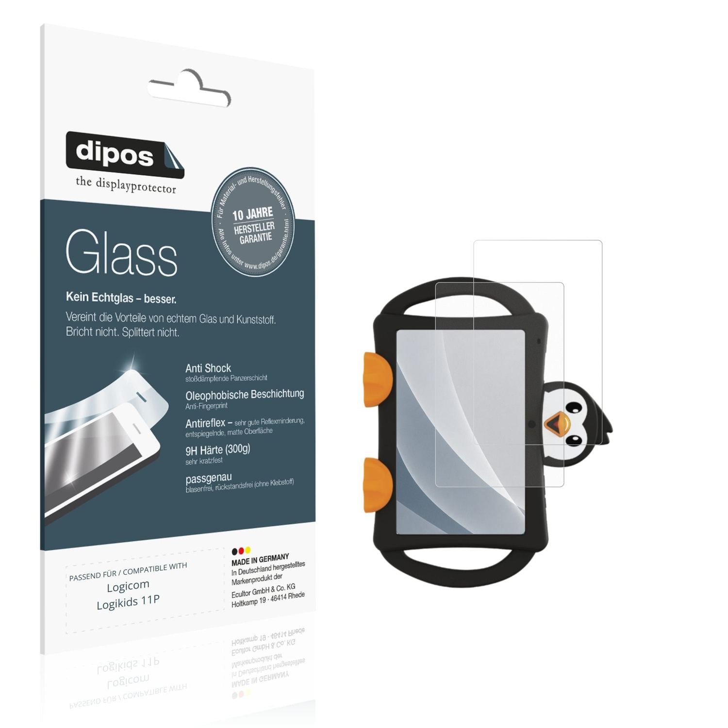 Matte Displayschutzfolie von dipos passend für Logicom Logikids 11P, 9H kratzfest und blasenfrei montiert