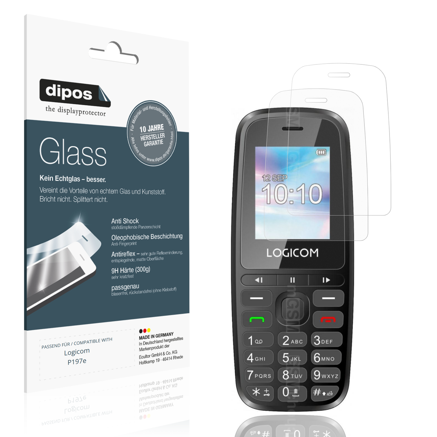 Matte Displayschutzfolie von dipos passend für Logicom P197e, 9H kratzfest und blasenfrei montiert
