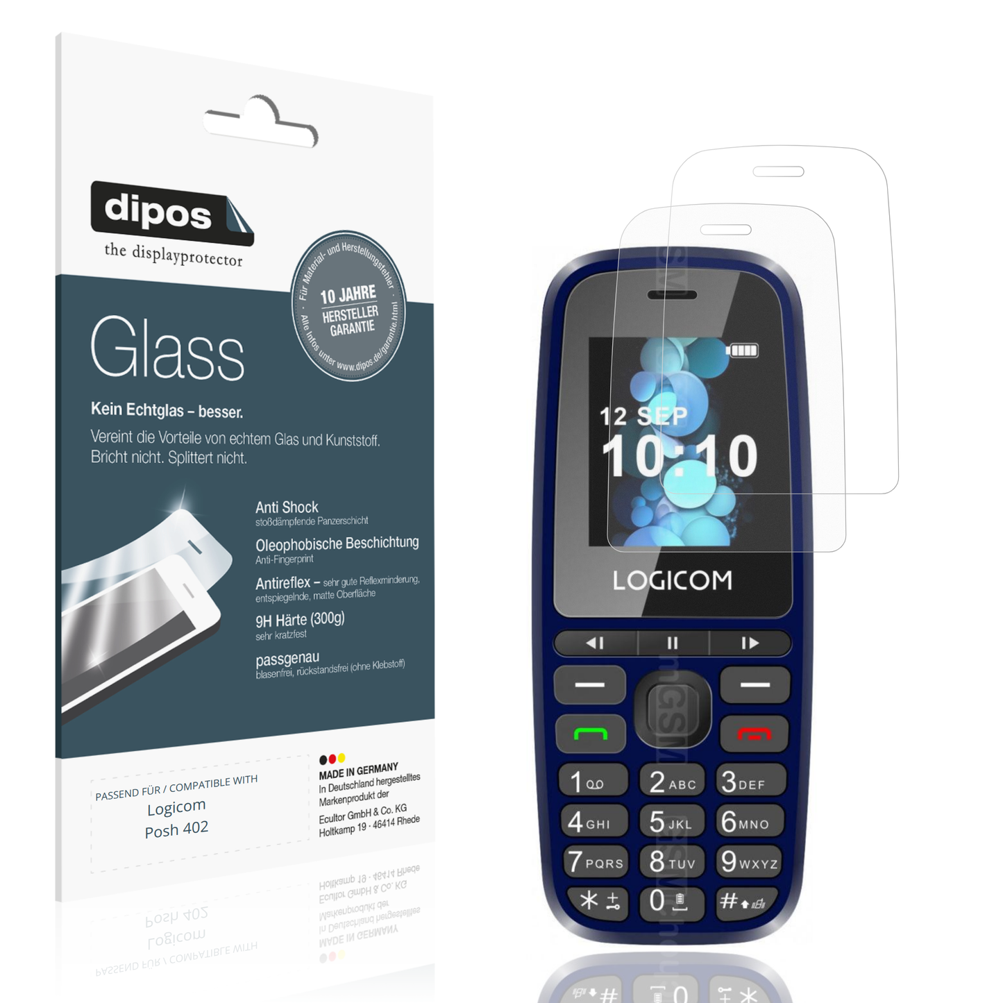 Matte Displayschutzfolie von dipos passend für Logicom Posh 402, 9H kratzfest und blasenfrei montiert