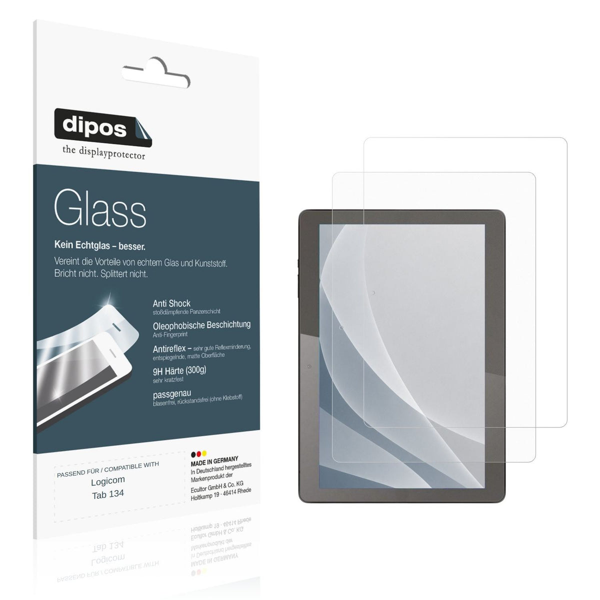Matte Displayschutzfolie von dipos passend für Logicom Tab 134, 9H kratzfest und blasenfrei montiert