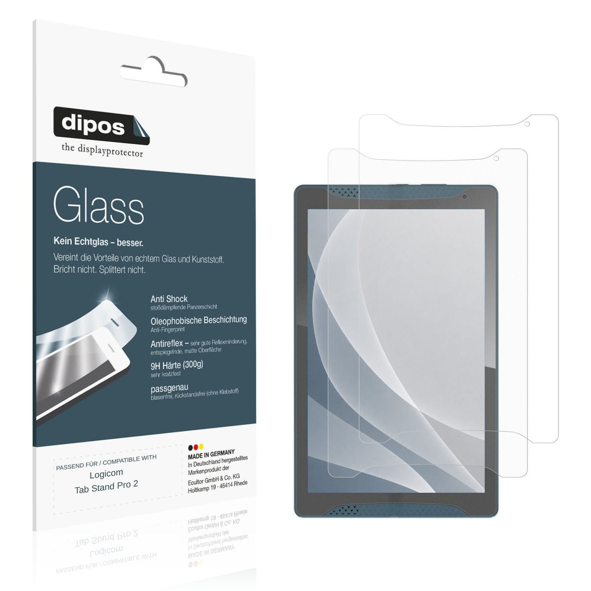 Matte Displayschutzfolie von dipos passend für Logicom Tab Stand Pro 2, 9H kratzfest und blasenfrei montiert