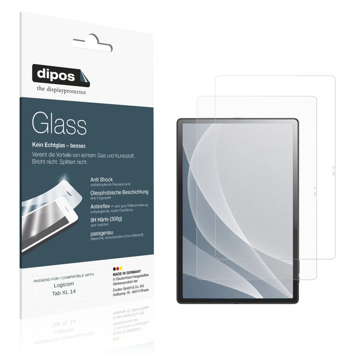 Matte Displayschutzfolie von dipos passend für Logicom Tab XL 14, 9H kratzfest und blasenfrei montiert