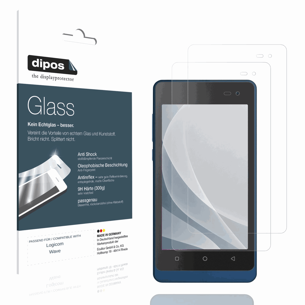 Matte Displayschutzfolie von dipos passend f�r Logicom Wave, 9H kratzfest und blasenfrei montiert