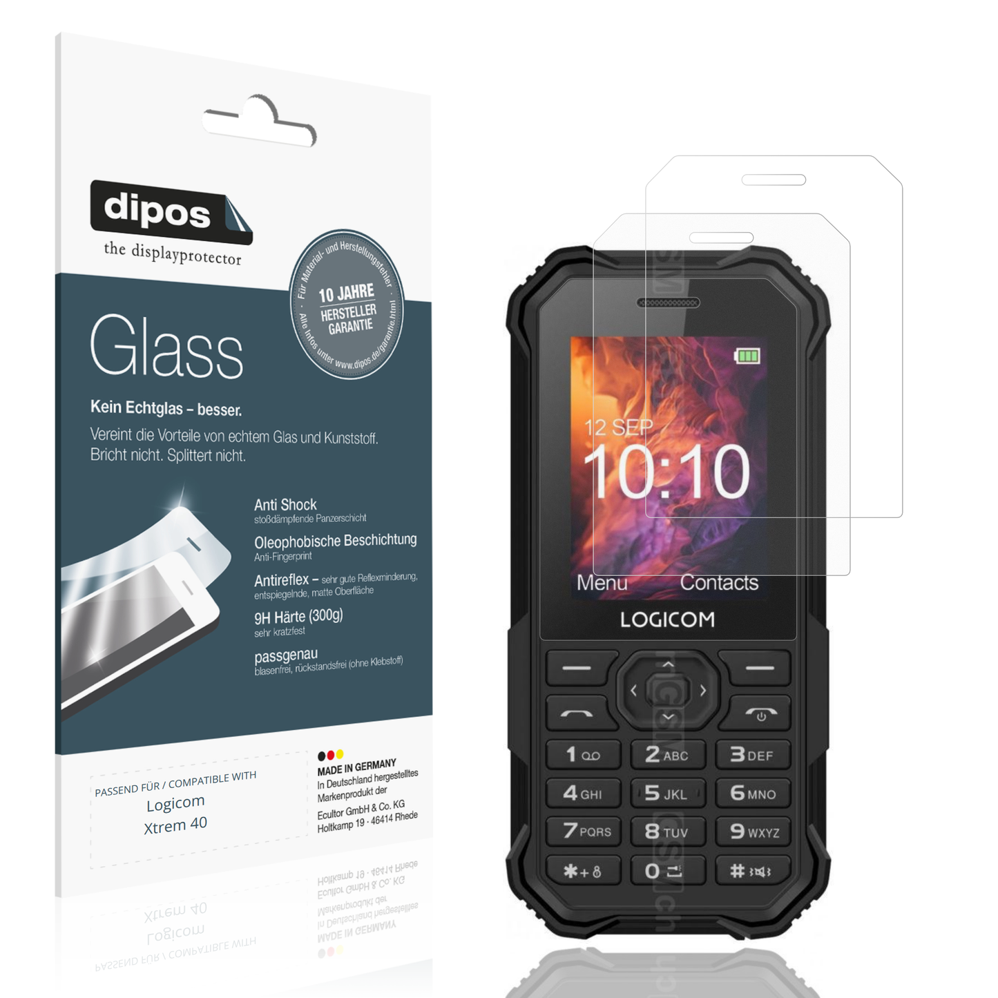 Matte Displayschutzfolie von dipos passend für Logicom Xtrem 40, 9H kratzfest und blasenfrei montiert