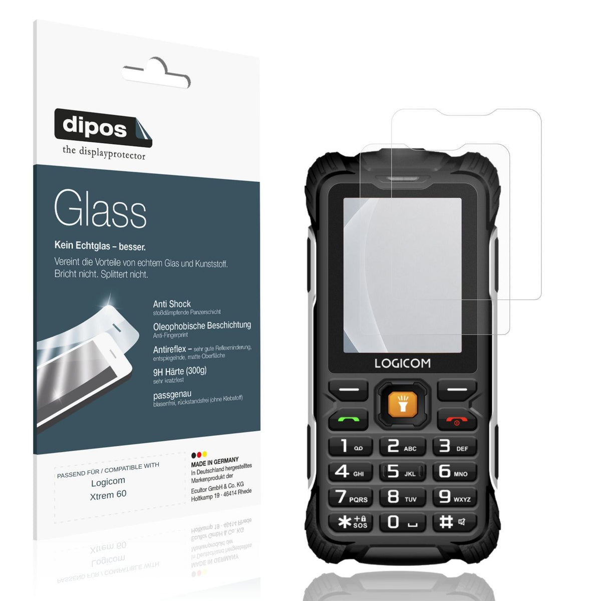 Matte Displayschutzfolie von dipos passend für Logicom Xtrem 60, 9H kratzfest und blasenfrei montiert