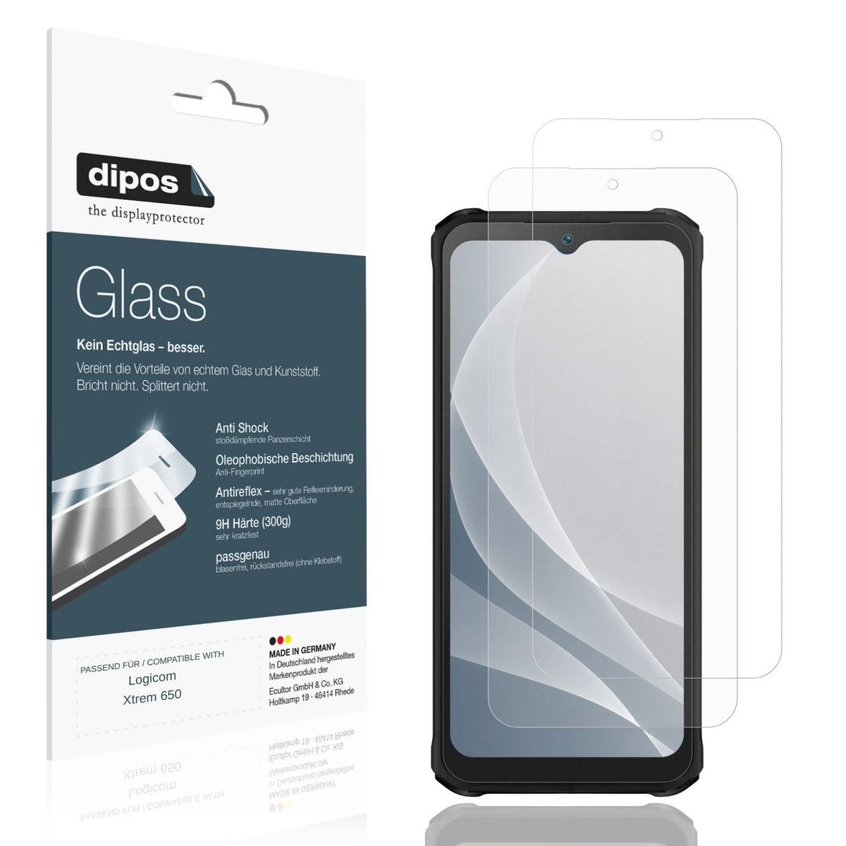 Matte Displayschutzfolie von dipos passend für Logicom Xtrem 650, 9H kratzfest und blasenfrei montiert