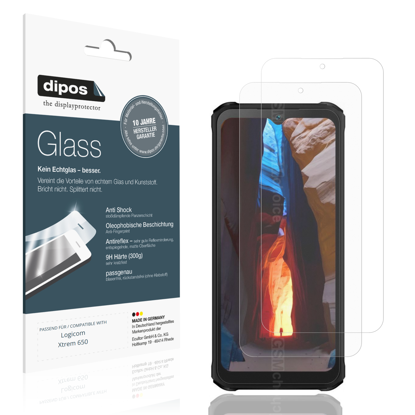 Matte Displayschutzfolie von dipos passend für Logicom Xtrem 650, 9H kratzfest und blasenfrei montiert