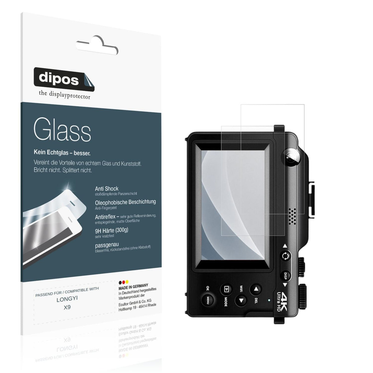 Matte Displayschutzfolie von dipos passend für LONGYI X9, 9H kratzfest und blasenfrei montiert