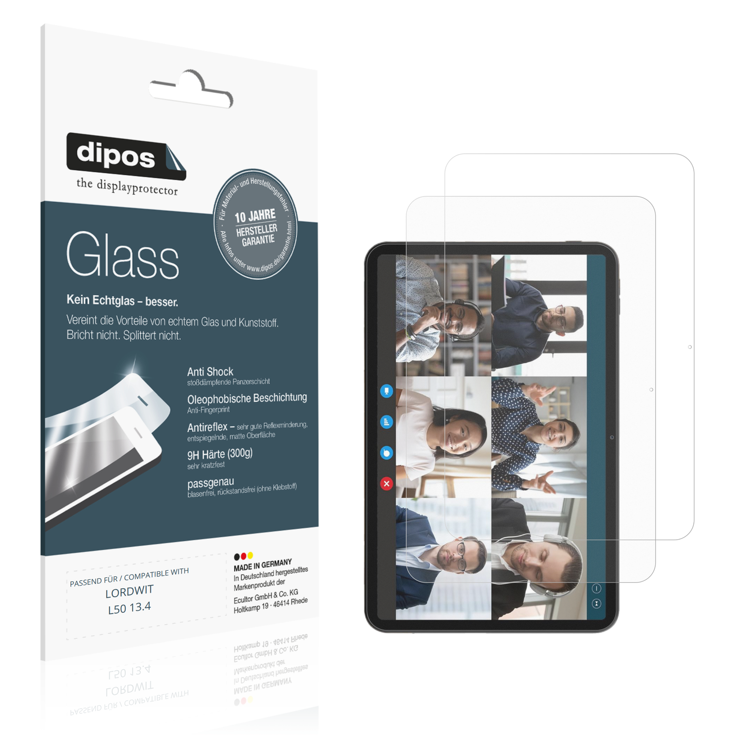 Matte Displayschutzfolie von dipos passend für LORDWIT L50 13.4, 9H kratzfest und blasenfrei montiert