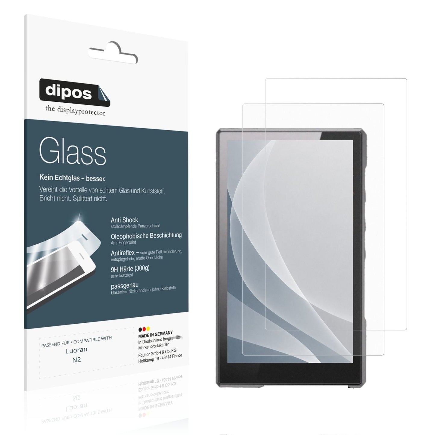 Matte Displayschutzfolie von dipos passend für Luoran N2, 9H kratzfest und blasenfrei montiert