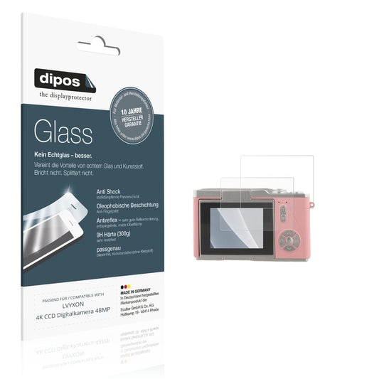 Matte Displayschutzfolie von dipos passend für LVYXON 4K CCD Digitalkamera 48MP, 9H kratzfest und blasenfrei montiert