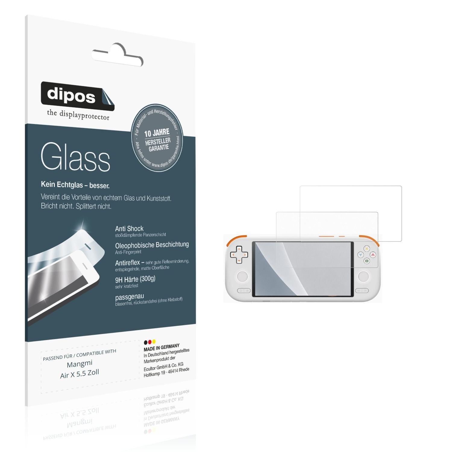 Matte Displayschutzfolie von dipos passend für Mangmi Air X 5.5 Zoll, 9H kratzfest und blasenfrei montiert