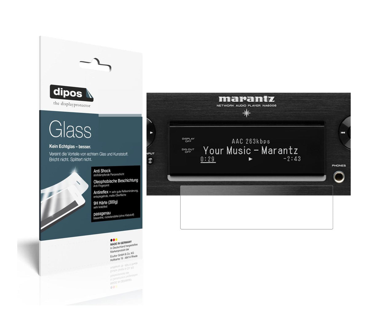 Matte Displayschutzfolie von dipos passend für Marantz NA 6006, 9H kratzfest und blasenfrei montiert