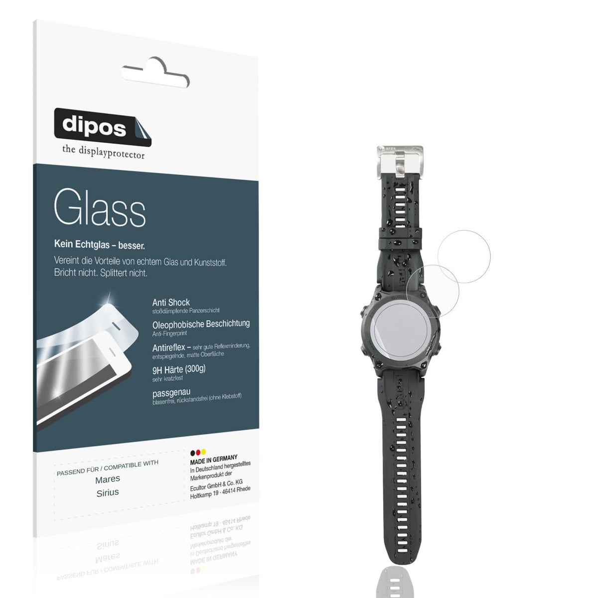 Matte Displayschutzfolie von dipos passend für Mares Sirius, 9H kratzfest und blasenfrei montiert